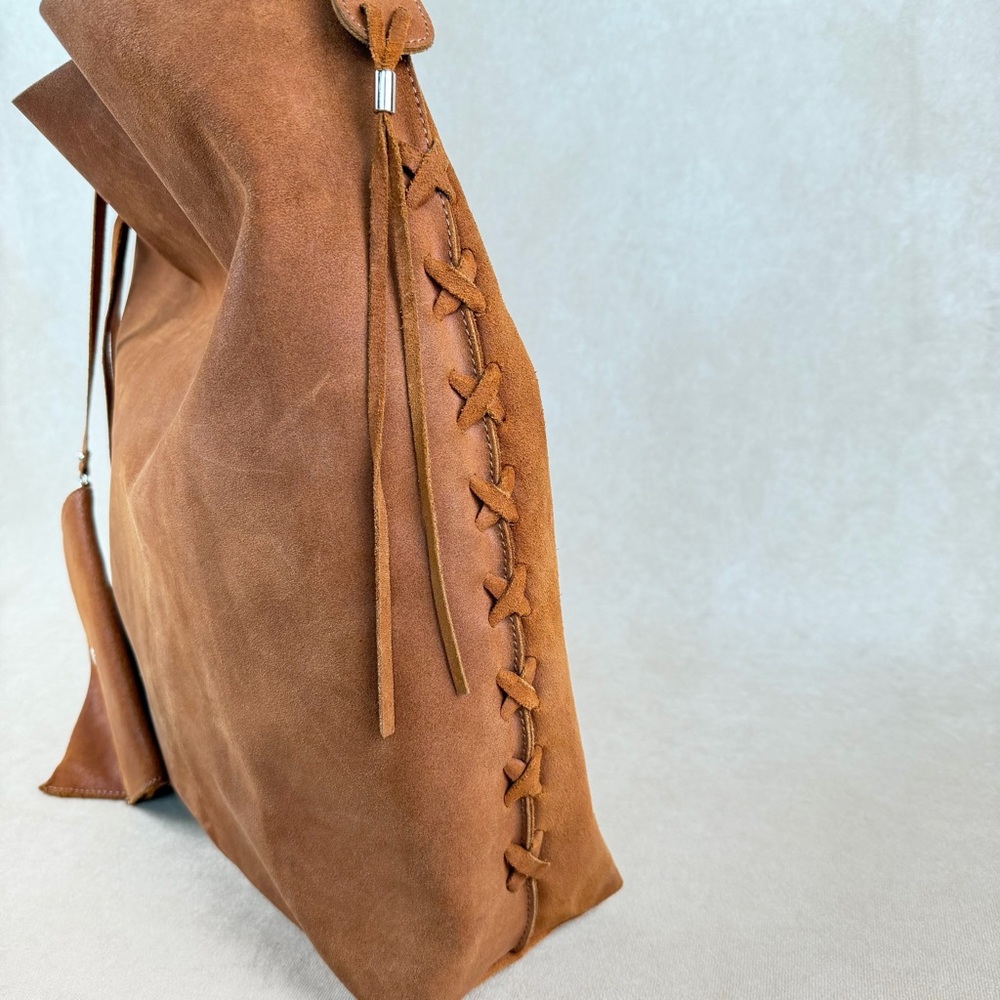 Gianni Notaro Genuine Leather Suede Tote Bag w/ Pouch | Made in Italy - Picture 4 of 16